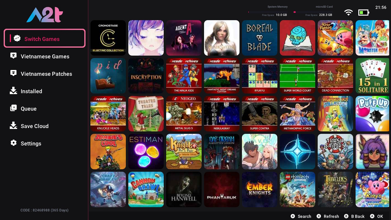 A2T Games hiển thị kho tải Game Switch NSP XCI